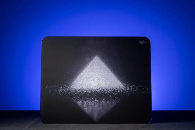 Alt view image 3 of 7 - Ultra Glide Tempered Glass Mat: Near Silent Quiet Super Smooth Sweat Moisture Resistant Silicone Base Mouse Pad - Pyramid