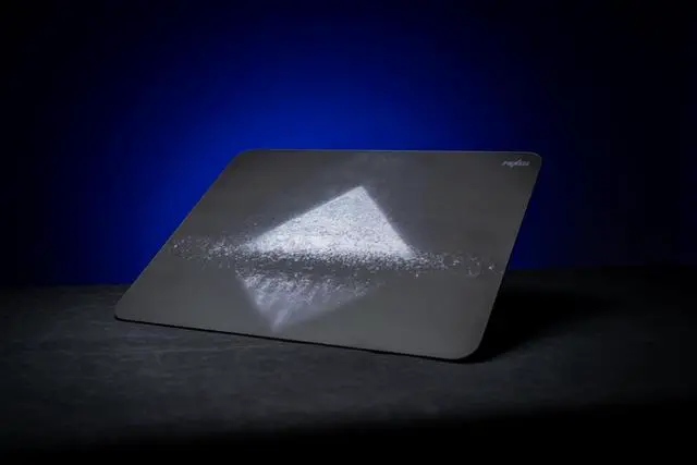Alt view image 5 of 7 - Ultra Glide Tempered Glass Mat: Near Silent Quiet Super Smooth Sweat Moisture Resistant Silicone Base Mouse Pad - Pyramid