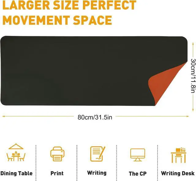 Alt view image 2 of 7 - Large Gaming Mouse Pad - Double-Sided Monochrome Soft Computer Keyboard Mat Non-Slip Rubber Base for Gamer Esports Pros 31.5X11.8
