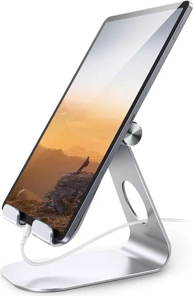 Main image of Tablet Stand Adjustable Tablet Holder - Desktop Stand Dock Holder Compatible with 4-13 Tablet Such as iPad Pro 11 9.7 10.5 12.9 Air Mini 4 3 2 Kindle Nexus Tab Silver