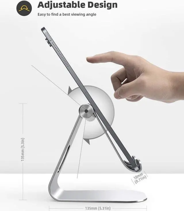 Alt view image 5 of 7 - Tablet Stand Adjustable Tablet Holder - Desktop Stand Dock Holder Compatible with 4-13 Tablet Such as iPad Pro 11 9.7 10.5 12.9 Air Mini 4 3 2 Kindle Nexus Tab Silver