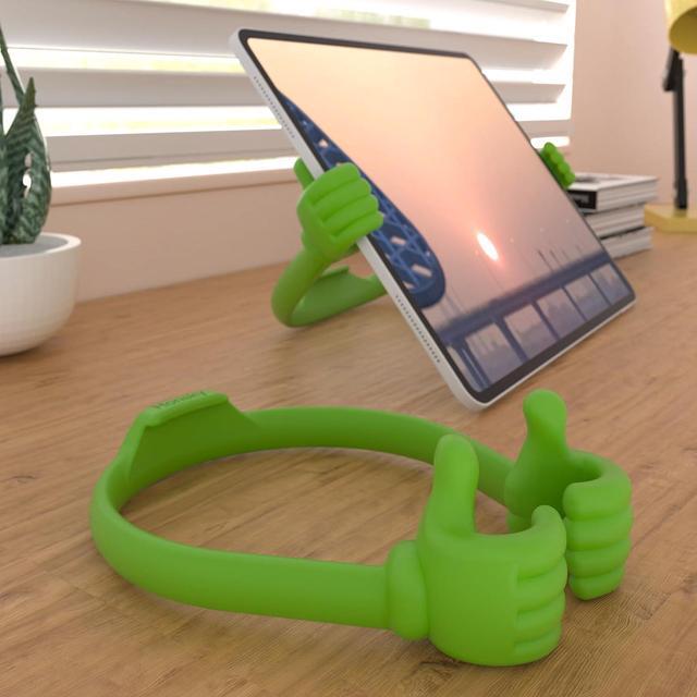Alt view image 5 of 6 - Thumbs Up Tablet Stand Portable Monitor Stand Holder for Desktop Tablet Display Stands Holder Stand for Desk Universal Cute Green