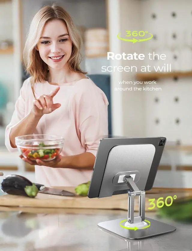 Alt view image 5 of 6 - for iPad Stand for Desk 360° Adjustable Tablet Stand Holder All Metal iPad Holder Stand Desk Organizers and Accessories for Women fits 12.9-4.7 Table Mount/Monitor/PS/Switch iPhone