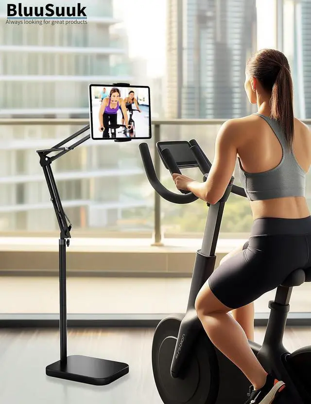 Alt view image 7 of 7 - Tablet Floor Stand with 11lb Stable Base - Adjustable Height Stretchable Arm Swivel Holder Mount, Compatible with iPad Pro Air Mini 12.9/9.7, Kindle, Galaxy Tab, Cell Phones (4.7''-13'')