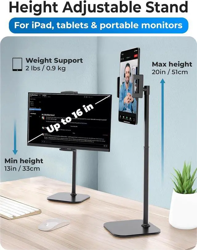 Alt view image 2 of 6 - Cooper TabStand - Height Adjustable Tablet Stand for Desk 16 Portable Monitor Stand | Aluminum Alloy Tablet Holder Stand | Apple iPad Stand for iPad Pro 13/12.9/11 iPad Air iPad mini (Night Black)