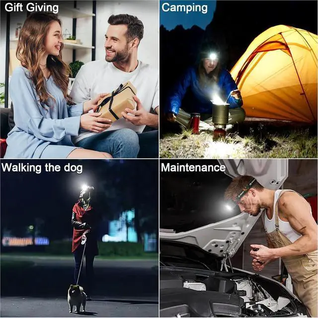 Alt view image 6 of 6 - Rechargeable Headlamp Flashlight 3-Pack 2000 Lumen Super Bright LED Headlight with Red Light Motion Sensor for Adults Kid Waterproof Lightweight Head Lamp for Outdoor Camping Running Hiking Fishing