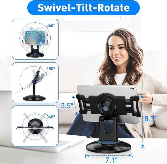 Alt view image 3 of 7 - Retail Kiosk iPad Stand 360° Rotating Commercial POS Tablet Stand Fits 6-13 (Screens) iPad Mini Pro-Business Swivel Tablet Holder for Store Office Reception Kitchen Desktop (Black)
