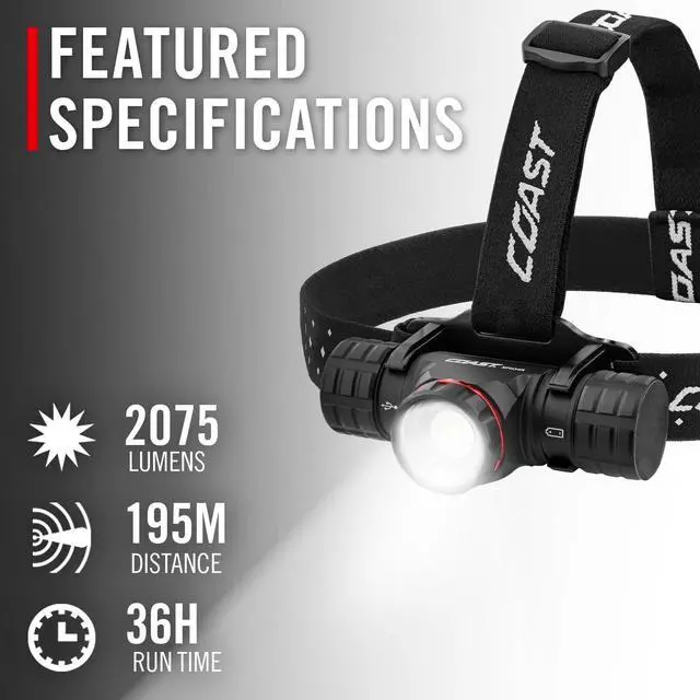 Alt view image 2 of 7 - ? XPH34R 2075 Lumen USB-C Rechargeable-Dual Power LED Headlamp withPURE Beam? Twist Focus? and Magnetic Base