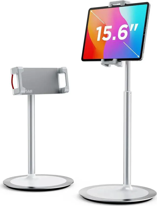 Main image of Tablet Stand Holder Height Adjustable Portable Monitor Stand 360 Degree Rotating Aluminum Alloy Cradle Mount Dock for 4.7-15.6 Screen iPhone  iPad Kindle eBook Reader (Silver)