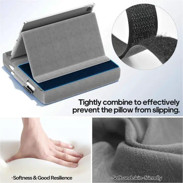 Alt view image 5 of 7 - Tablet Pillow Stand Multi-Angle Viewing Ipad Holder for Lap Bed and Desk Foldable Soft Pad Dock with Stylus Mount Compatible with Ipad Pro 12.9 10.5 11 Air Mini Phones Books E-Reader