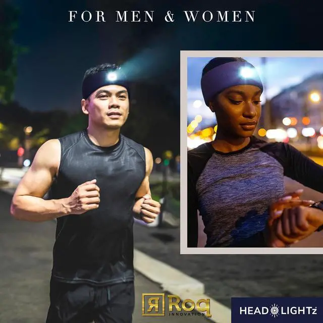 Alt view image 6 of 7 - Headlightz by Roq Innovation - Knit Flashlight Headband with Light - LED Headlamp - Headband Lights for Forehead - Unisex Rechargeable