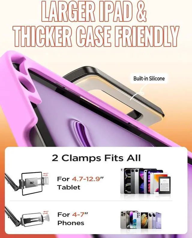 Alt view image 3 of 7 - for Kindle Stand Holder Reading Accessories in Bed Desk for iPad Stand for Desk Bed Tablet Stand Holder for Kindle Paperwhite Oasis 2024 iPhone iPad Tablets 4-12.9 inches