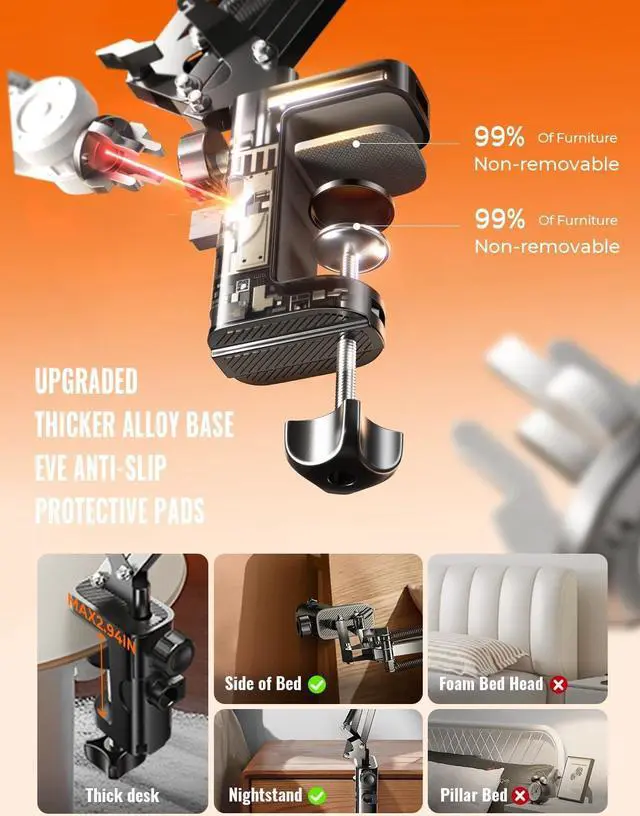 Alt view image 6 of 7 - for Kindle Stand Holder Reading Accessories in Bed Desk for iPad Stand for Desk Bed Tablet Stand Holder for Kindle Paperwhite Oasis 2024 iPhone iPad Tablets 4-12.9 inches