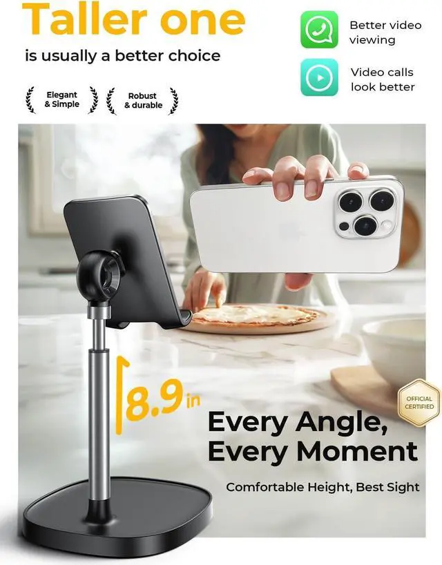 Alt view image 3 of 7 - Cell Phone Stand Adjustable Phone Holer for Desk Computer Office Desk Accessories for iPhone 16 Holder Women Kitchen Essentials Fits All Mobile Phones Switch Kindle iPads Tablet 4-10in