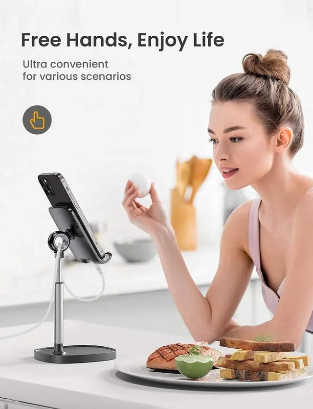 Alt view image 6 of 7 - Cell Phone Stand Adjustable Phone Holer for Desk Computer Office Desk Accessories for iPhone 16 Holder Women Kitchen Essentials Fits All Mobile Phones Switch Kindle iPads Tablet 4-10in