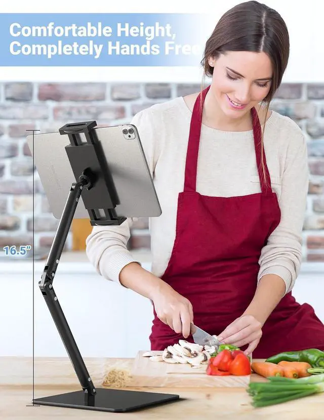 Alt view image 7 of 7 - Tablet Stand Holder Height Adjustable Tablet Mount - Heavy Duty Base Flexible Desktop Stand with 360 Degree Rotating for 4.0-12.9 Tablet iPad Pro 12.9 Air Mini Fire Kindle iPhone 15 Pro