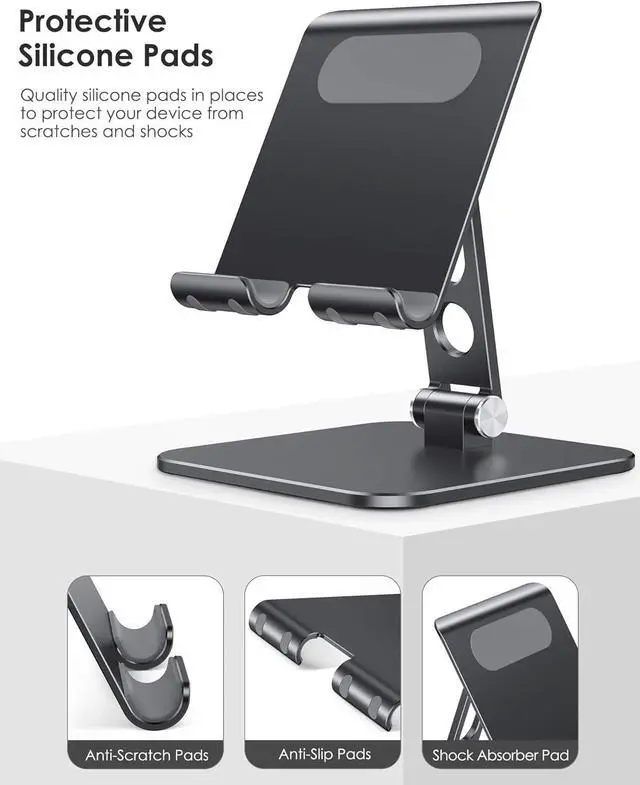 Alt view image 4 of 7 - Upgraded Adjustable Tablet Stand Holder Heavy Duty Foldable Portable Monitor Stand Travel Essentials for iPad Pro/Air/Mini Surface Pro 4.7-15.6 Black