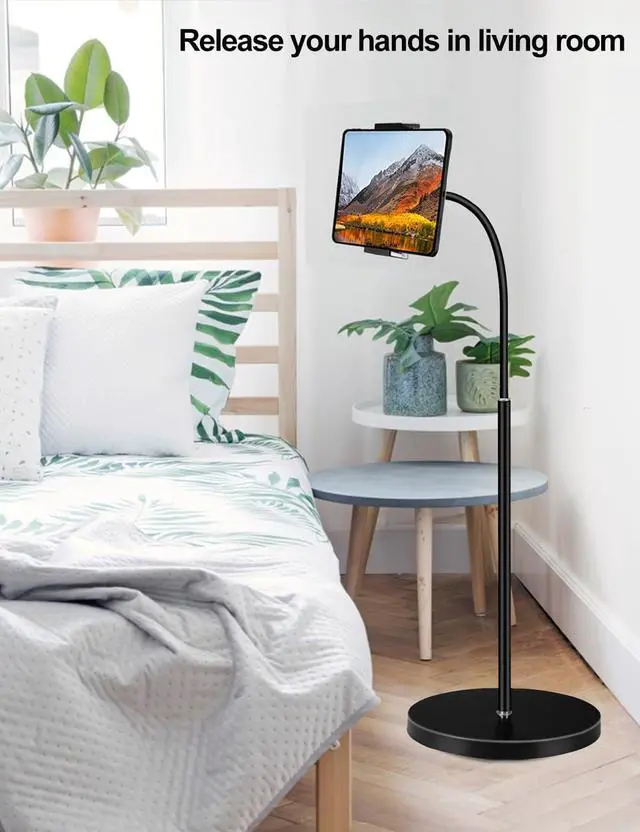 Alt view image 2 of 7 - Tablet Floor Stand Gooseneck 62 Height Adjustable Tablet Stand Floor with 360° Rotating Floor Stand Compatible with iPhone Tablet Kindle and All 4.5-12.9 Inch Tablet and Phone