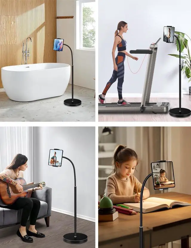 Alt view image 5 of 7 - Tablet Floor Stand Gooseneck 62 Height Adjustable Tablet Stand Floor with 360° Rotating Floor Stand Compatible with iPhone Tablet Kindle and All 4.5-12.9 Inch Tablet and Phone