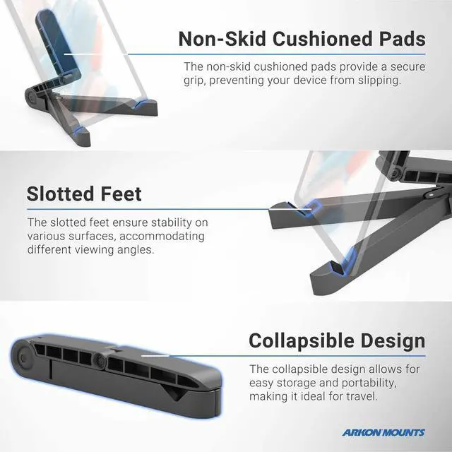 Alt view image 5 of 7 - Mounts Portable Tablet Stand | Adjustable Viewing Angle | For Phones and Tablets | Fits Apple iPad iPhone  Galaxy Note Switch and more
