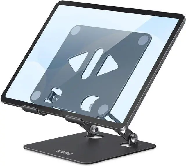 Alt view image 7 of 7 - Tablet Stand Holder for Desk Adjustable Desktop Tablet Holder Foldable Aluminum Tablet Mount for iPad pro 12.9 iPad Air Mini  Galaxy Tabs Z Fold Kindle Fire(4-13 inch) (Black)