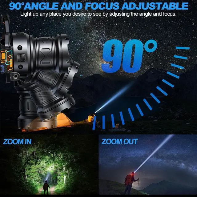 Alt view image 5 of 7 - Headlamp Rechargeable Bright LED Head Lamp with White Red Light LED Headlamp Motion Sensor 90° Adjustable Zoomable 6 Modes Head Lights for Forehead for Adults Running Hunting Camping Hiking Fishing