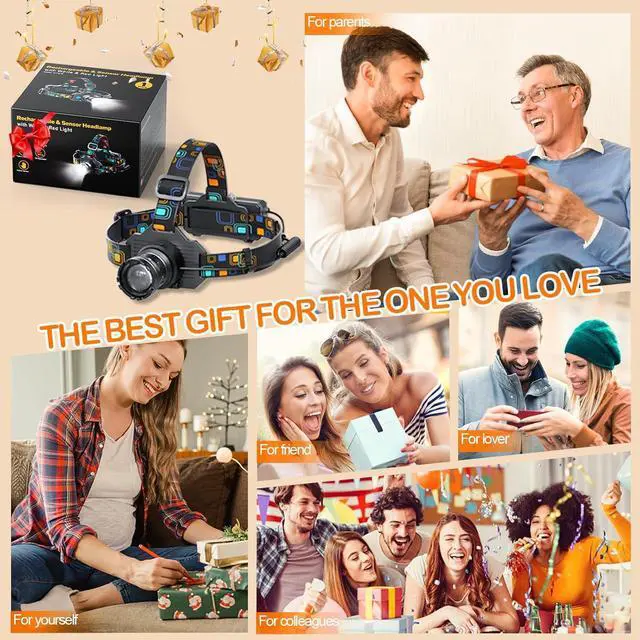 Alt view image 7 of 7 - Headlamp Rechargeable Bright LED Head Lamp with White Red Light LED Headlamp Motion Sensor 90° Adjustable Zoomable 6 Modes Head Lights for Forehead for Adults Running Hunting Camping Hiking Fishing