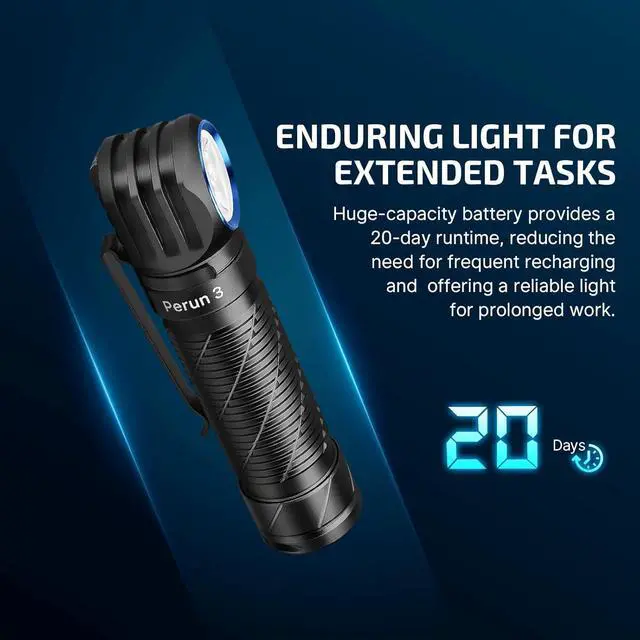 Alt view image 4 of 7 - Perun 3 Rechargeable Headlamp Flashlight, 3000 Lumens LED Headlight with Red Light, Waterproof Head Lamp with Headband for Outdoor Camping, Hiking, Working(Black)
