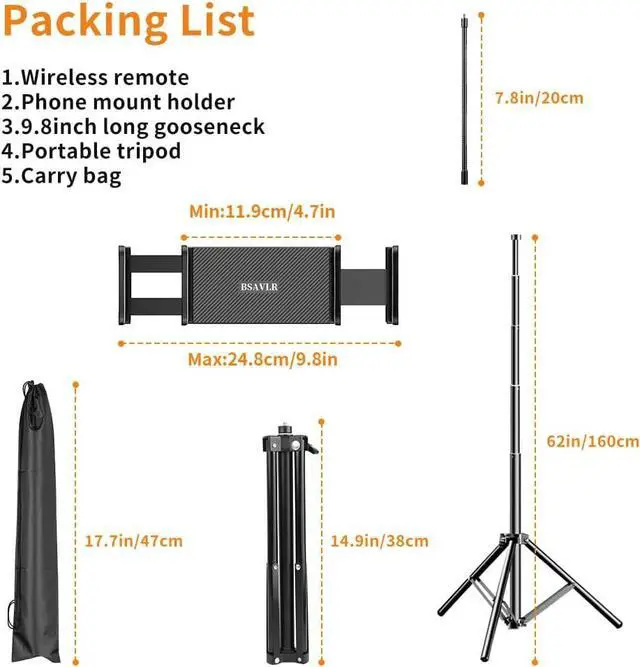 Alt view image 7 of 7 - Tripod Stand for Ipad Gooseneck 69 Floor Stand for Tablet Floor Stand for iPad Tripod with 360° Rotating Mount for Mini Air Pro Kinde and All 4.7-12.9 Tablet and Phone ?