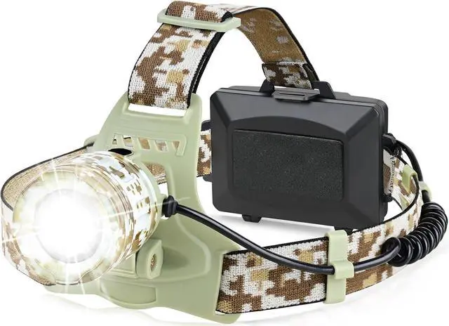 Main image of LED Rechargeable Headlamp 10000 Lumens 4 Modes Headlight Super Bright Zoom Headlamp 90° Adjustable IP68 Level Waterproof USB Head Lamps for Outdoor Camping Running Hunting Working