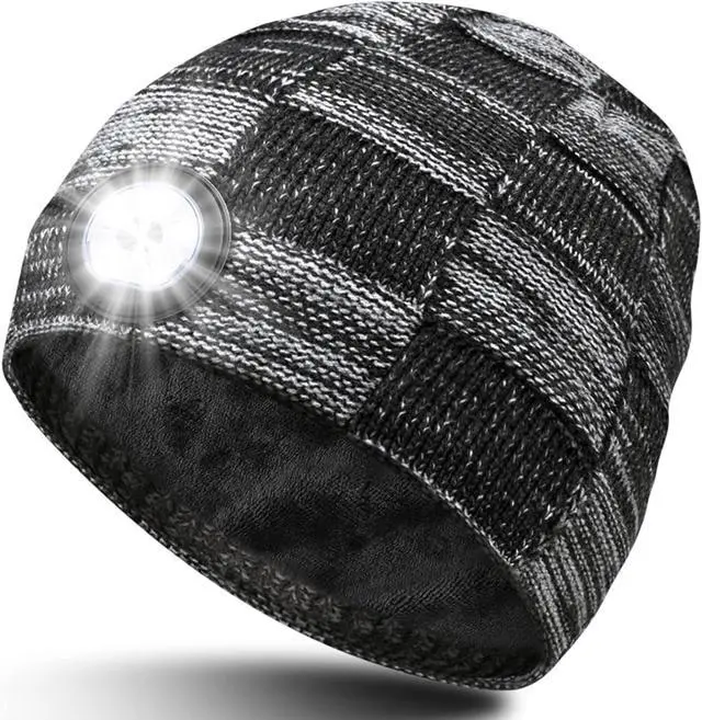 Main image of Gifts for Men Beanie Hat with Light - Christmas Stocking Stuffers for Adults Men Dad Birthday Gifts for Men Women Husband Teens Him Rechargeable Flashlight LED Headlamp Cap Winter Lighted Headlight