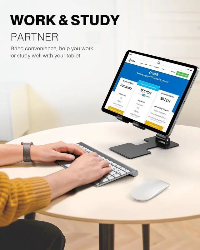 Alt view image 2 of 6 - Tablet Stand Adjustable Tablet Holder for Desk Foldable Aluminium for iPad Stand Dock Holder for iPad Air 5/4/Mini 6/Mini 5/10.2/Pro 12.9/Pro 11 Portable Monitor Surface (4-13 inch)-Black