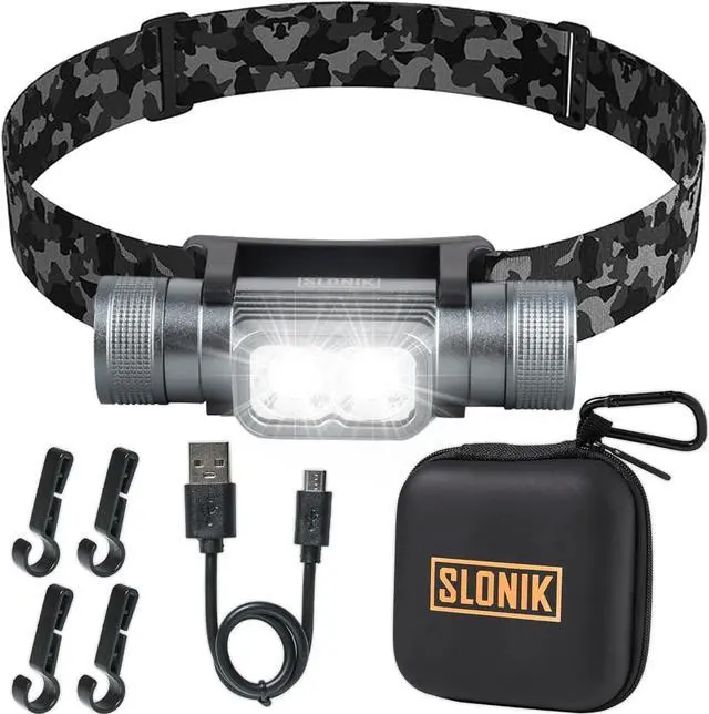 Main image of Rechargeable Headlamp for Adults - 1000 Lumens Super Bright 60 ft Beam LED Flashlight - Lightweight Heavy-Duty IPX4 Waterproof Hard Hat Light - Camping Gear Running Headlight Camo