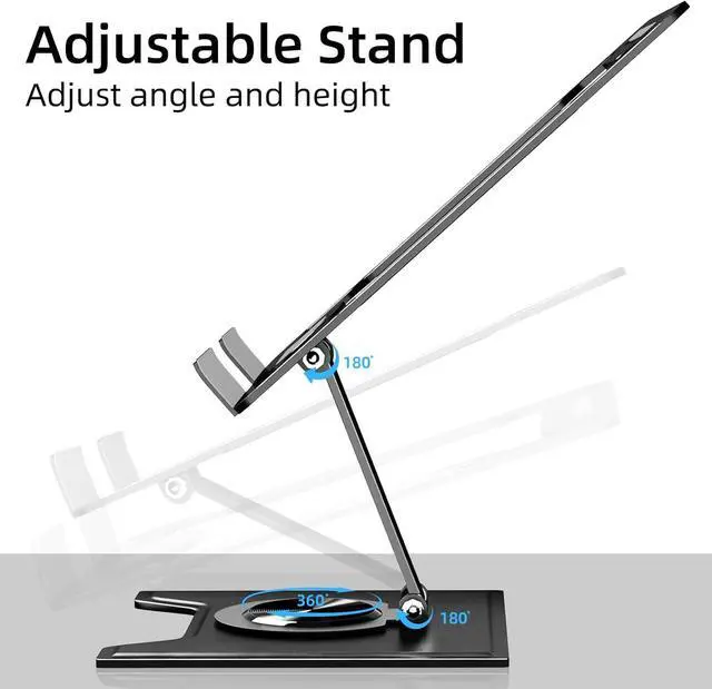 Alt view image 2 of 7 - Tablet Stand for Ipad Ipad Stand for Desk Foldable Desktop Stand Tablet Holder with 360° Rotating Base Compatible with Ipad Pro/Air/Mini and More Black