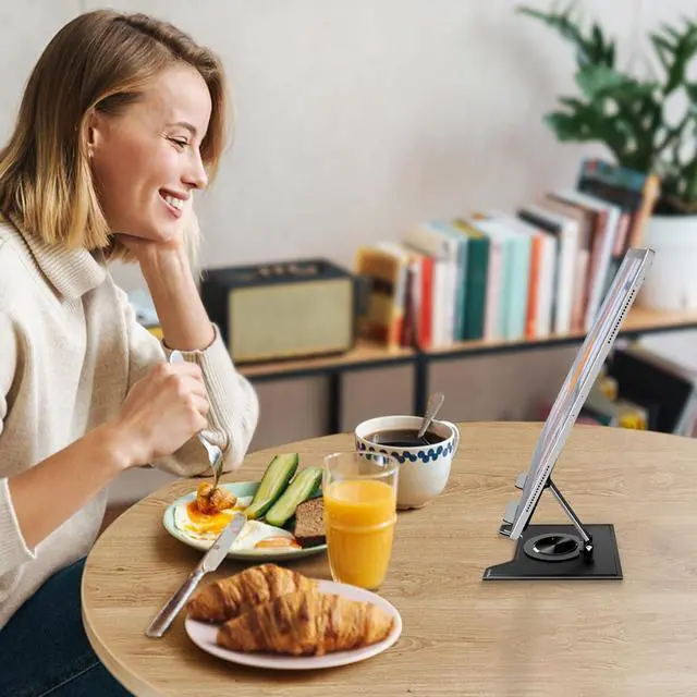 Alt view image 6 of 7 - Tablet Stand for Ipad Ipad Stand for Desk Foldable Desktop Stand Tablet Holder with 360° Rotating Base Compatible with Ipad Pro/Air/Mini and More Black