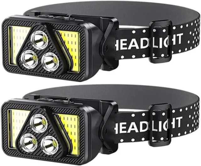 Main image of 2-Pack Rechargeable LED Headlamps Flashlight 1200 Lumen Bright Light With White Red Headlight Waterproof Motion Sensor Head lamp 6 Modes For Outdoor Camping Running Hiking Biking Fishing Head light