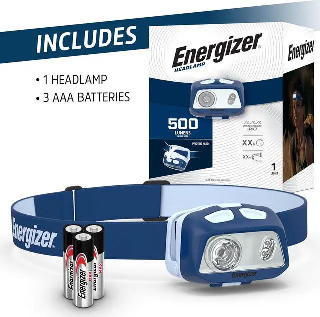 Alt view image 6 of 6 - HDL40 LED Headlamp 500 Lumen IPX7 Waterproof Multi-Colored Headlamp Hands-Free Light Batteries Included
