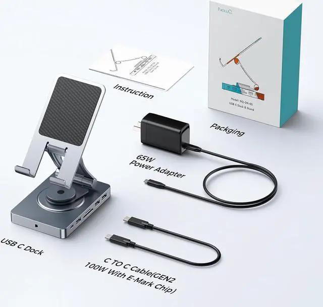 Alt view image 7 of 7 - Versatile USB C Docking Station for iPad 11-in-1 with SD TF 4.0 Reader 4K@60Hz HDMI RJ45 Audio USB A USB C Rotatable Dock for Tablet iPad/Pro Steam Deck ROG Ally Legion Go with 65W Adapter