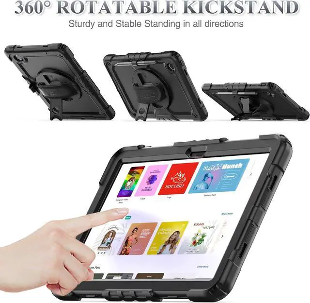 Alt view image 4 of 7 - Tablet Case for  Tab M11 (TB-330FU/TB-330XU) 11 inch Drop-Proof Protection Cover with 360° Rotate Stand & Strap [Pen Holder] & Screen Protector/K11/Xiaoxin Pad 2024 Black