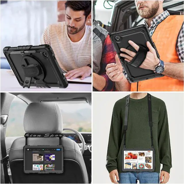 Alt view image 5 of 7 - Tablet Case for  Tab M11 (TB-330FU/TB-330XU) 11 inch Drop-Proof Protection Cover with 360° Rotate Stand & Strap [Pen Holder] & Screen Protector/K11/Xiaoxin Pad 2024 Black