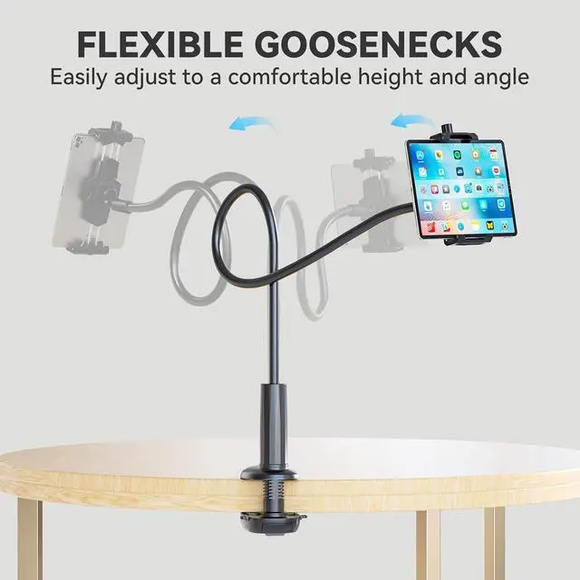 Alt view image 7 of 7 - Gooseneck Tablet Stand 360° Adjustable Phone & iPad Holder for Bed and Desk Flexible Arm Mount Clip for Video Recording Bedside & Headboard Clamp for iPad Pro 12.9 Mini Switch