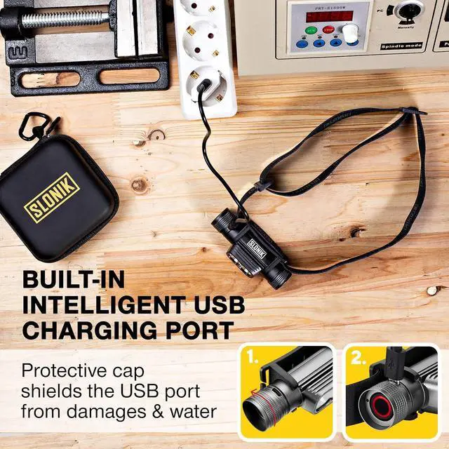 Alt view image 4 of 7 - Rechargeable Headlamp for Adults - 1000 Lumens Super Bright 60 ft Beam LED Flashlight - Lightweight Heavy-Duty IPX4 Waterproof Hard Hat Light - Camping Gear Running Headlight Camo