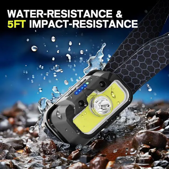 Alt view image 7 of 7 - Headlamp Rechargeable 2 Pack 1300 Lumen Lightweight Bright with White Green Red Headlamp Flashlight Waterproof Motion Sensor Head Lamp 14 Modes for Outdoor Camping Running Cycling