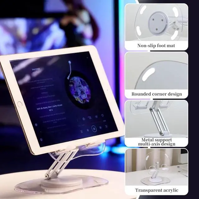 Alt view image 5 of 7 - iPad Stand Holder Adjustable Tablet Stand for Desk Foldable Monitor Stand Tablet Holder Portable Travel iPad Pro Holder Essentials for Tablets/Monitor/PS/Switch iPhone 4-12.9