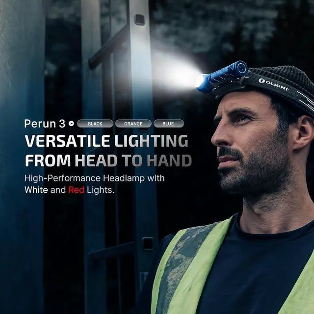 Alt view image 2 of 7 - Perun 3 Rechargeable Headlamp Flashlight 3000 Lumens LED Headlight with Red Light Waterproof Head Lamp with Headband for Outdoor Camping Hiking Working (Midnight Blue)