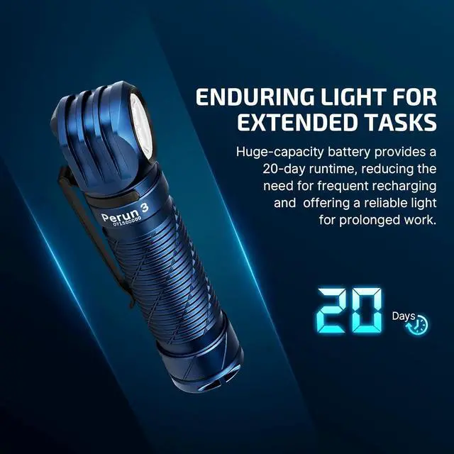 Alt view image 4 of 7 - Perun 3 Rechargeable Headlamp Flashlight 3000 Lumens LED Headlight with Red Light Waterproof Head Lamp with Headband for Outdoor Camping Hiking Working (Midnight Blue)