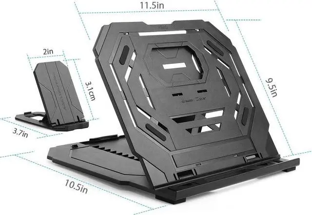 Alt view image 5 of 7 - Drawing Tablet Stand Laptop Stand Foldable Stand for Tablet Display 9 Levels Adjustable Angles with a Built-in Phone Holder for 12-17 inch Drawing Tablet Smartphones