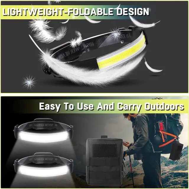 Alt view image 7 of 7 - Headlamp Rechargeable Ultra Bright Upgrade 1500 Lumens 6 Modes Head Lamp Led Rechargeable with Taillight(Individual Control) 230°Wide Beam Waterproof Headlamps for Adults Outdoor Camping Running