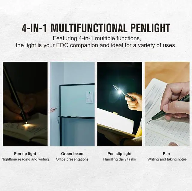 Alt view image 2 of 7 - OPen Glow EDC Pen Light 120 Lumens with Green Beam Rechargeable LED Flashlight for Outdoor Uses Writing Adventure Professional Business Gift(OD Green)
