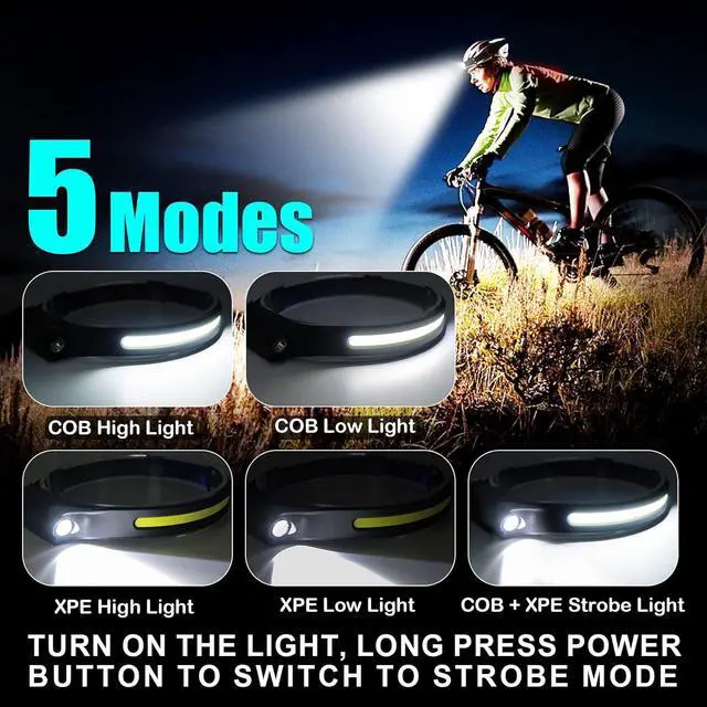 Alt view image 2 of 7 - Headlamp Flashlight 3 Pack Rechargeable LED Headlamps Wide Beam Head Lamp Bright Sensor Headlight Light